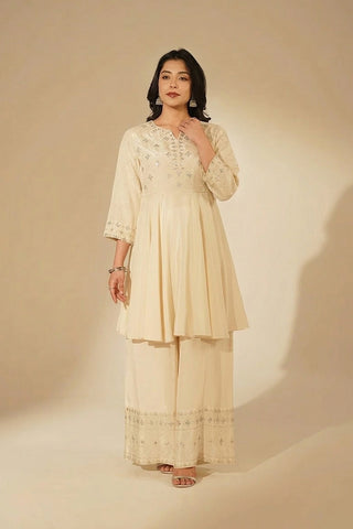 2 Piece Raw Silk Embroidered Suit (FS0150)