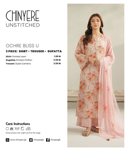 3 Piece Printed Lawn Printed Unstitched Suit (UC0116)
