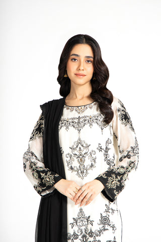 3 Piece Khaddi Net Embroidered Suit (AA5386)