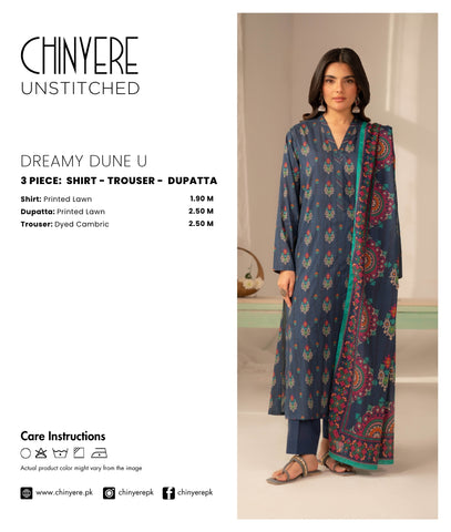 3 Piece Printed Lawn Printed Unstitched Suit (UC0120)