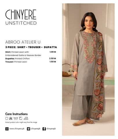 3 Piece Printed Lawn Printed Unstitched Suit (UC0121)