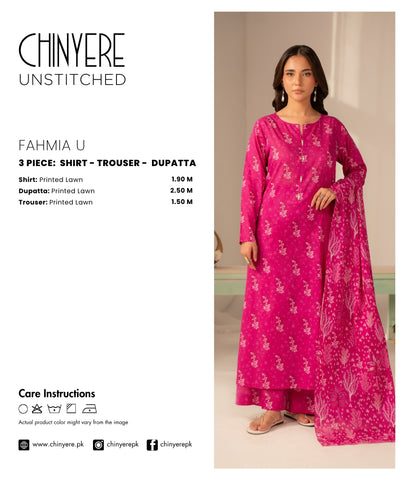 3 Piece Printed Lawn Printed Unstitched Suit (UC0105)