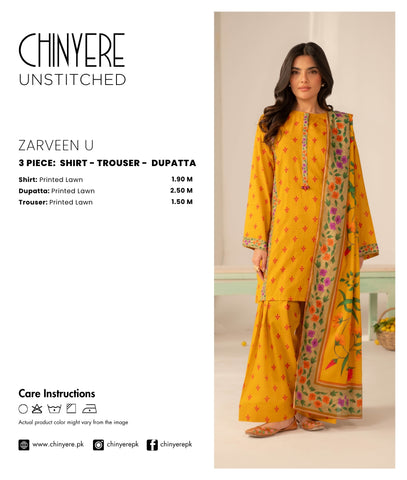 3 Piece Printed Lawn Printed Unstitched Suit (UC0123)