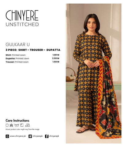 3 Piece Printed Lawn Printed Unstitched Suit (UC0104)
