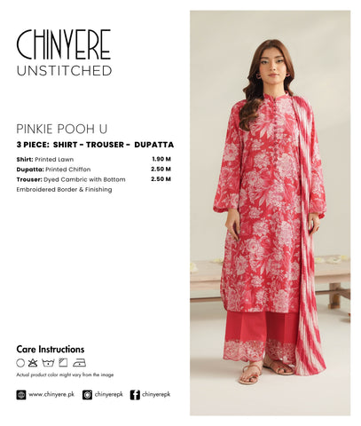3 Piece Printed Lawn Printed Unstitched Suit (UC0106)