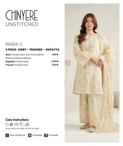 3 Piece Printed Lawn Printed Unstitched Suit (UC0111)