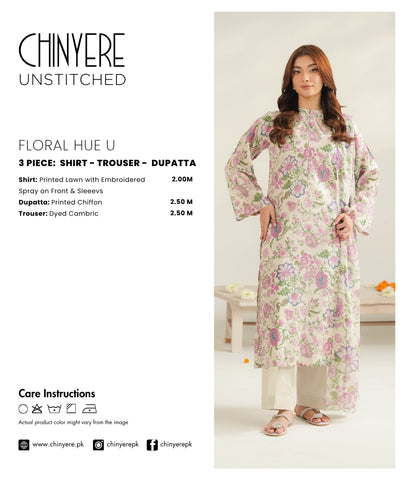 3 Piece Lawn Printed Unstitched Suit (UC0100)