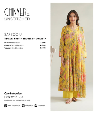 3 Piece Lawn Printed Unstitched Suit (UC0090)