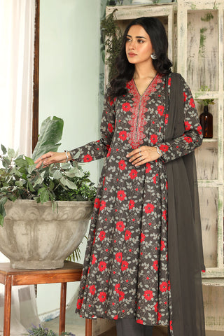 3 Piece Grey Embroidered Suit (DU0420)