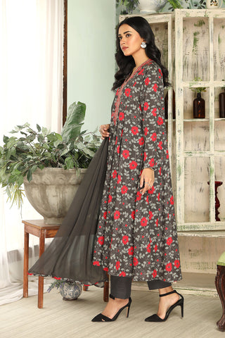 3 Piece Grey Embroidered Suit (DU0420)