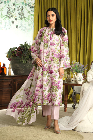 3 Piece Printed Slub Khadar Unstitched Suit  (DU0419)