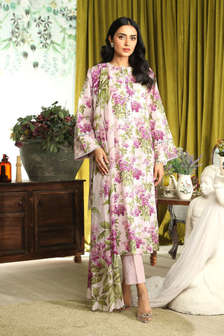 3 Piece Printed Slub Khadar Unstitched Suit  (DU0419)