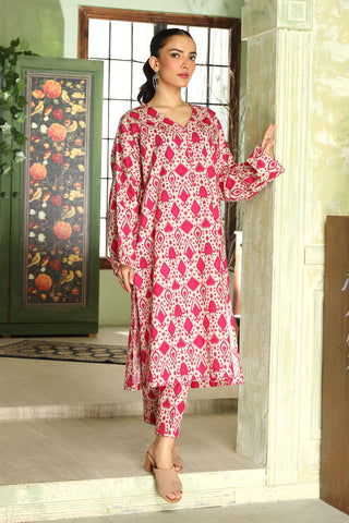 2 Piece Ivory Printed Suit (DU0406)