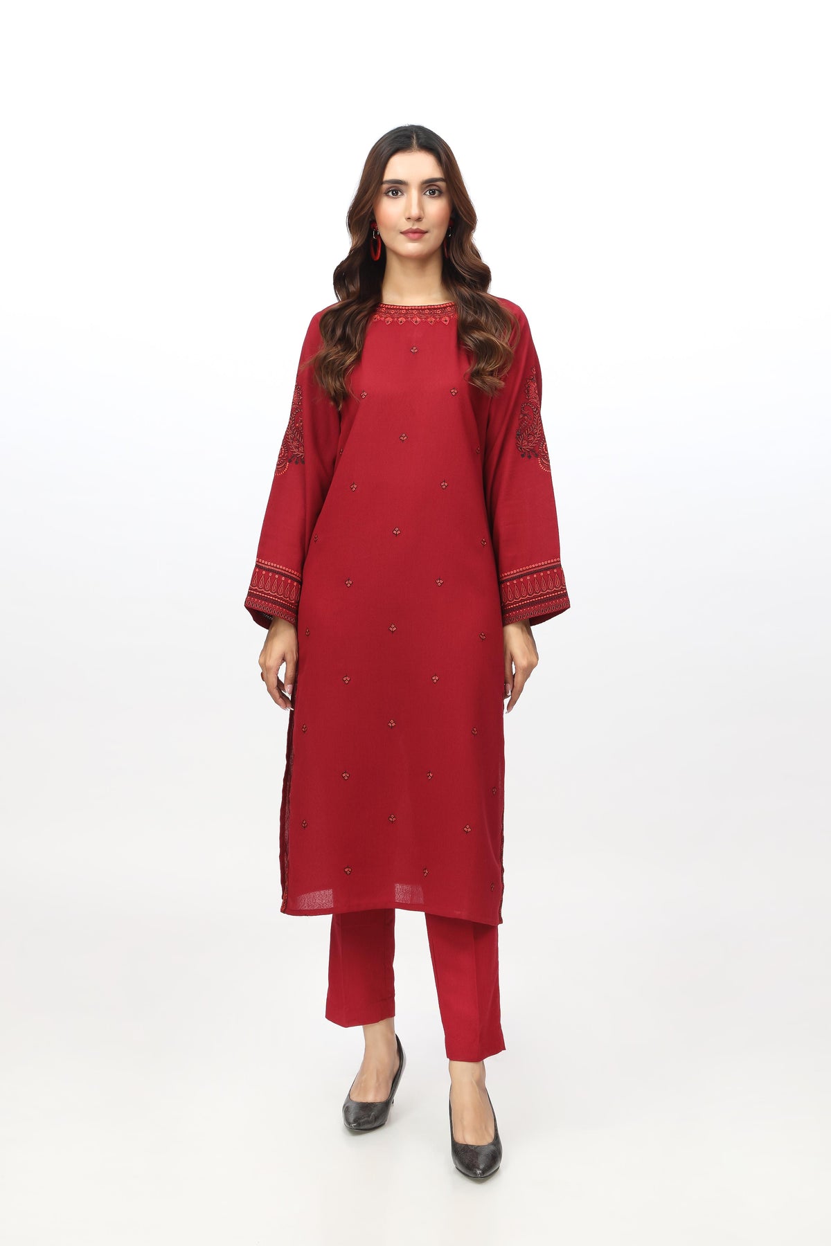 2 Piece Lawn Karandi Embroidered Suit  (HB1218)