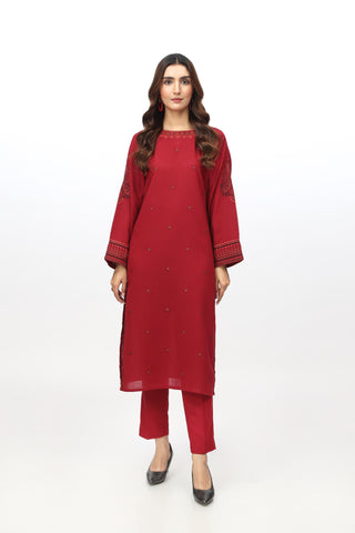 2 Piece Lawn Karandi Embroidered Suit  (HB1218)