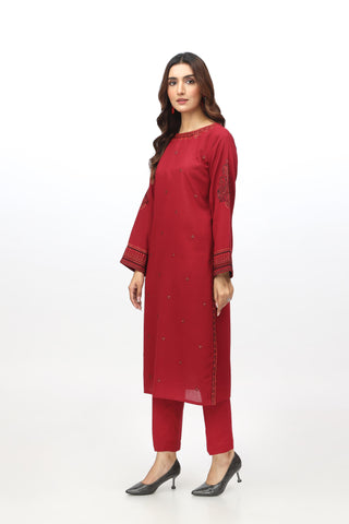 2 Piece Lawn Karandi Embroidered Suit  (HB1218)