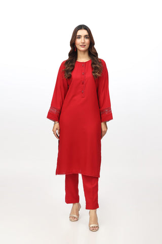 2 Piece Lawn Karandi Embroidered Suit  (HB1205)