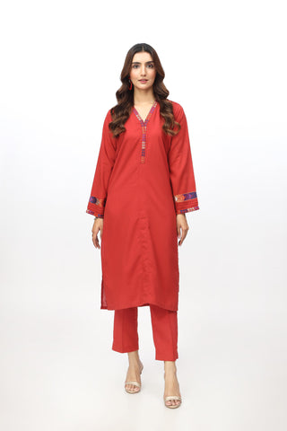 2 Piece Lawn Karandi Embroidered Suit  (HB1208)