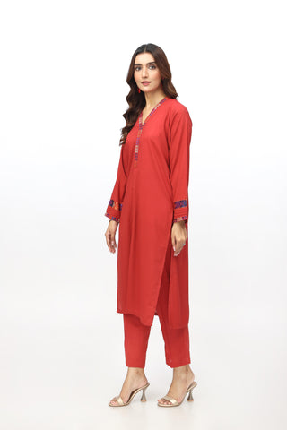 2 Piece Lawn Karandi Embroidered Suit  (HB1208)
