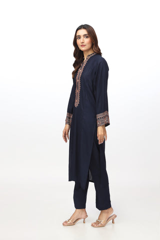 2 Piece Lawn Karandi Embroidered Suit  (HB1206)
