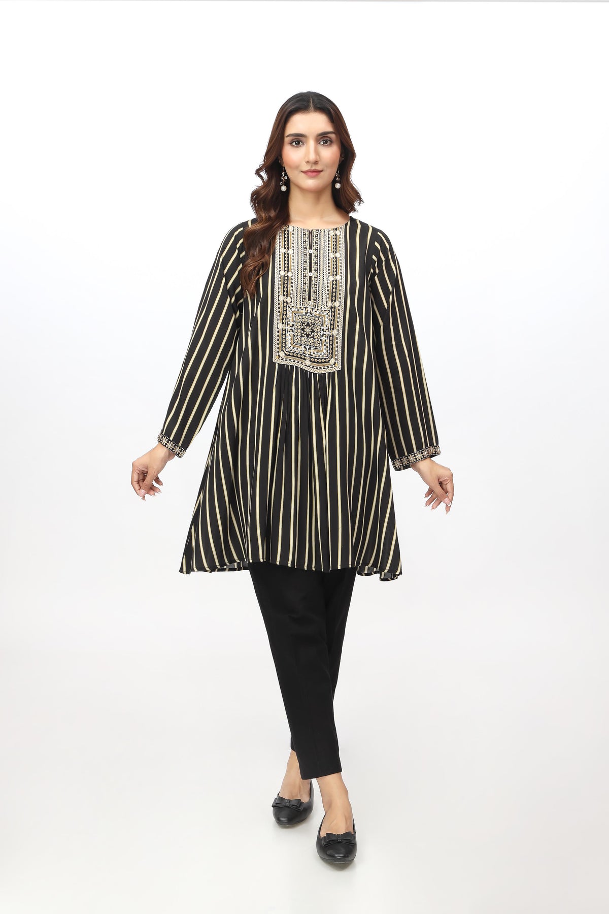 1 Piece Printed Viscose Linen Embroidered & Printed Shirt  (BB9960)