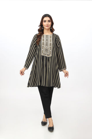 1 Piece Printed Viscose Linen Embroidered & Printed Shirt  (BB9960)