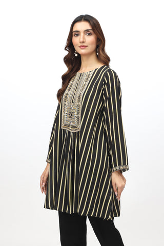 1 Piece Printed Viscose Linen Embroidered & Printed Shirt  (BB9960)