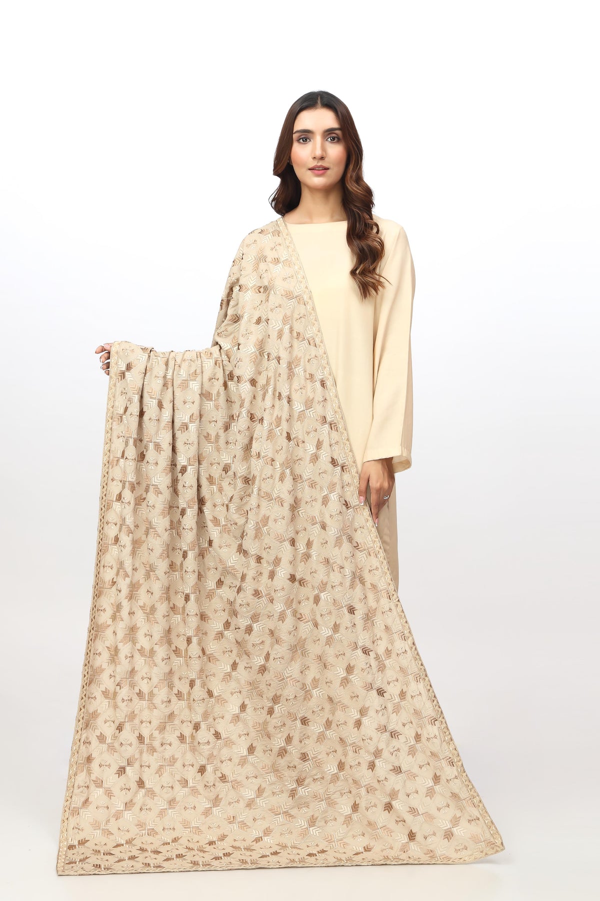 1 Piece Lawn Karandi Embroidered Shawl  (BB9963)