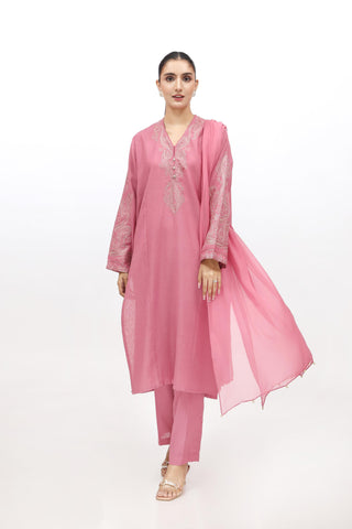 3 Piece Cotton Karandi Embroidered Suit  (BB9965)