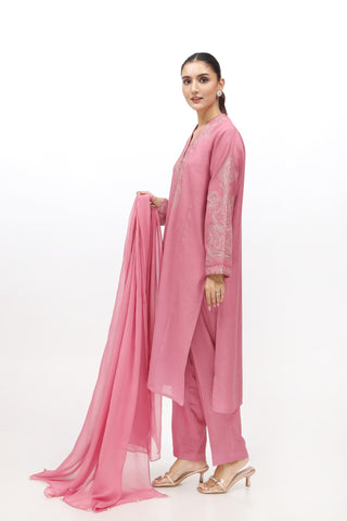 3 Piece Cotton Karandi Embroidered Suit  (BB9965)