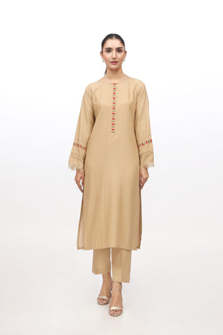 2 Piece Lawn Karandi Embroidered Suit  (HB1221)