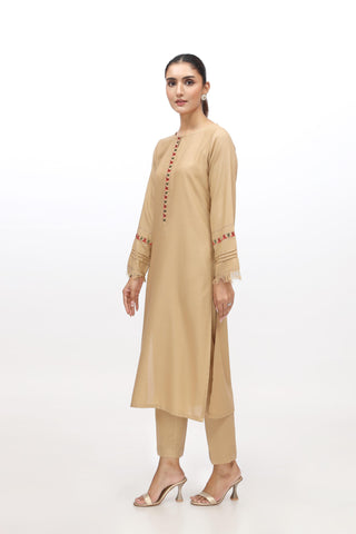 2 Piece Lawn Karandi Embroidered Suit  (HB1221)