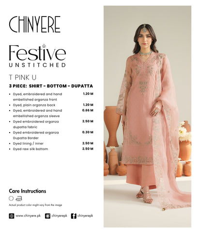 3 Piece Organza Embroidered Unstitched Suit (UF0035)