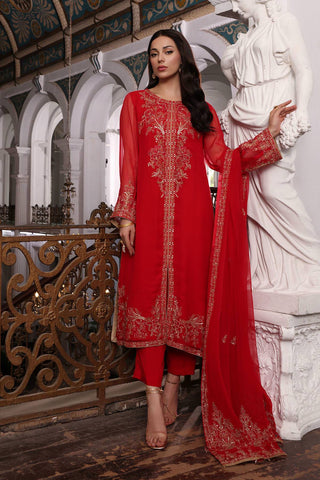 3 Piece Chiffon Embroidered Suit (AP0026)