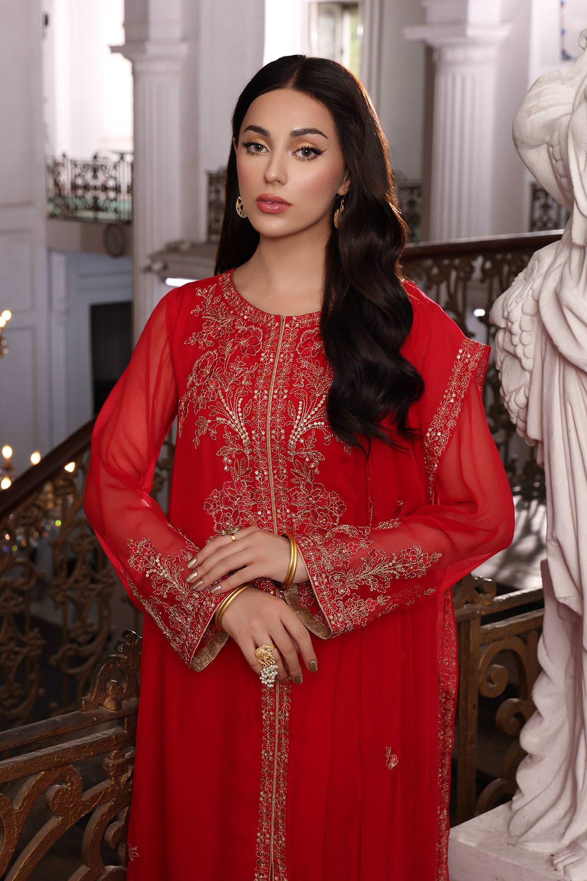 3 Piece Chiffon Embroidered Suit (AP0026)