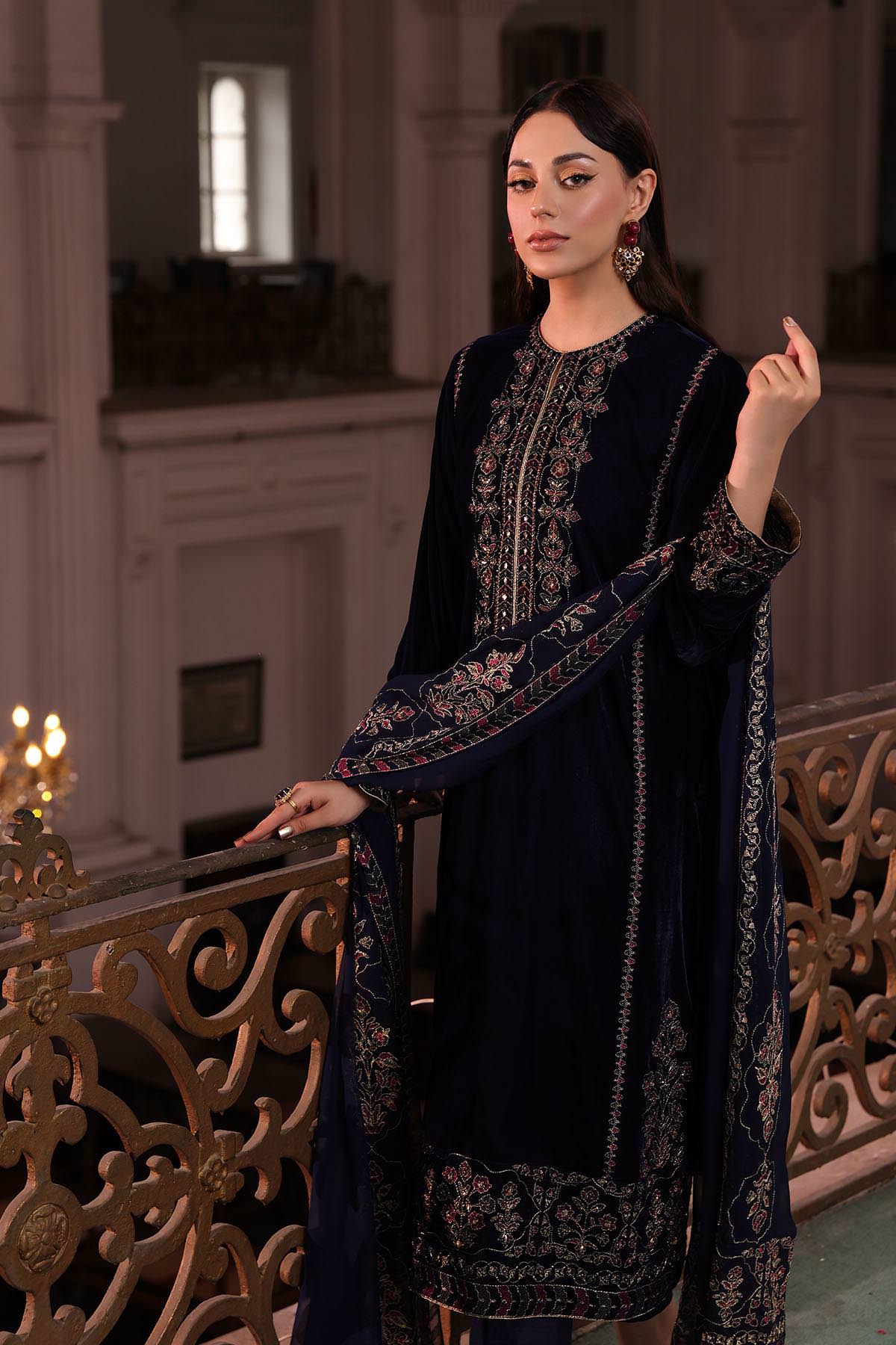 Piece Velvet Embroidered Suit (AV0011) - Main Image