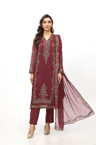 3 Piece Chiffon Embellished Suit  (AA5402)