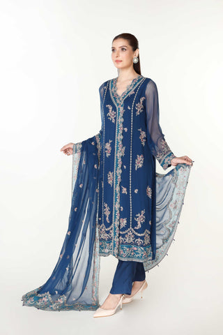 3 Piece Chiffon Embellished Suit  (AA5410)