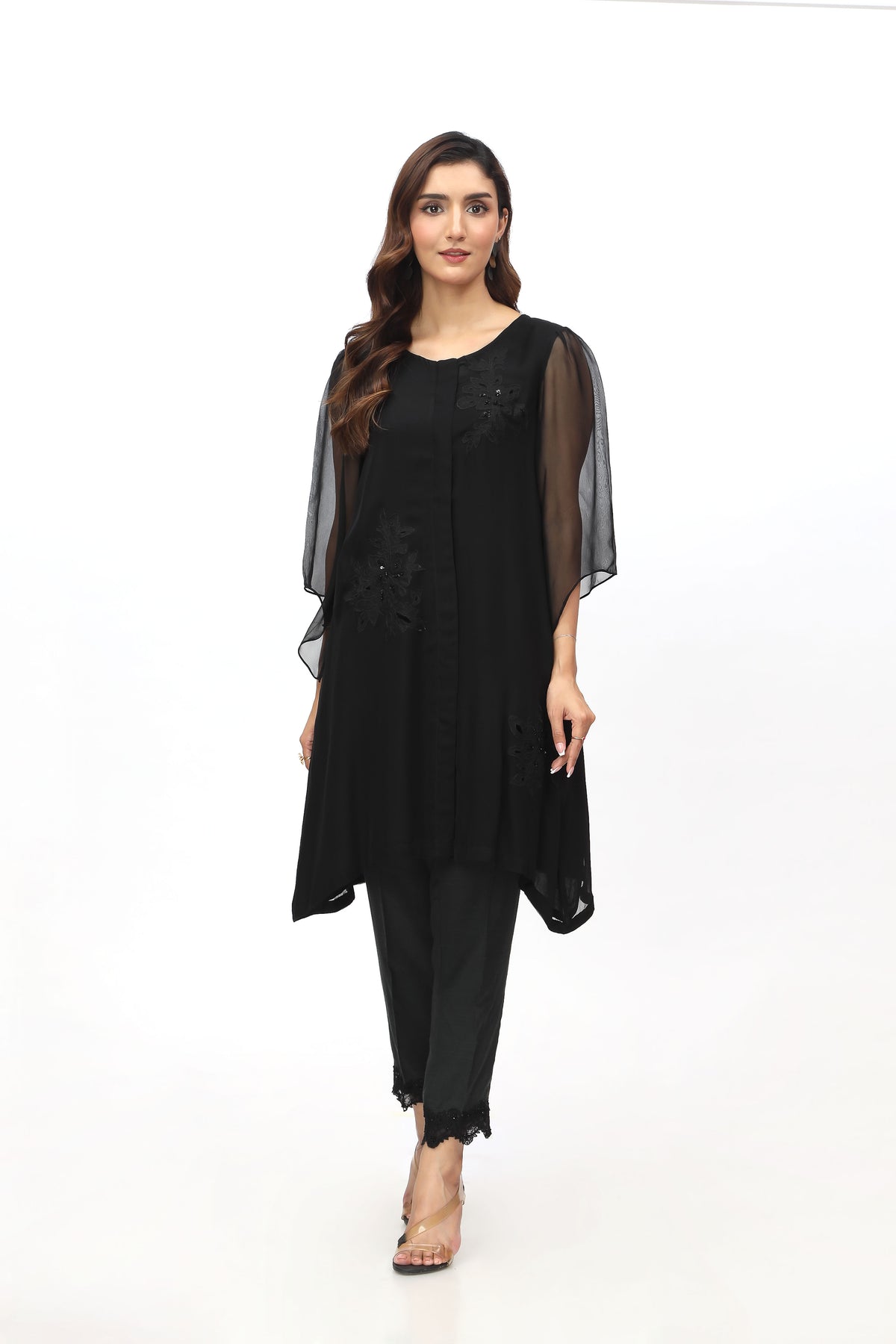 1 Piece Chiffon Embellished Shirt  (AD0038)