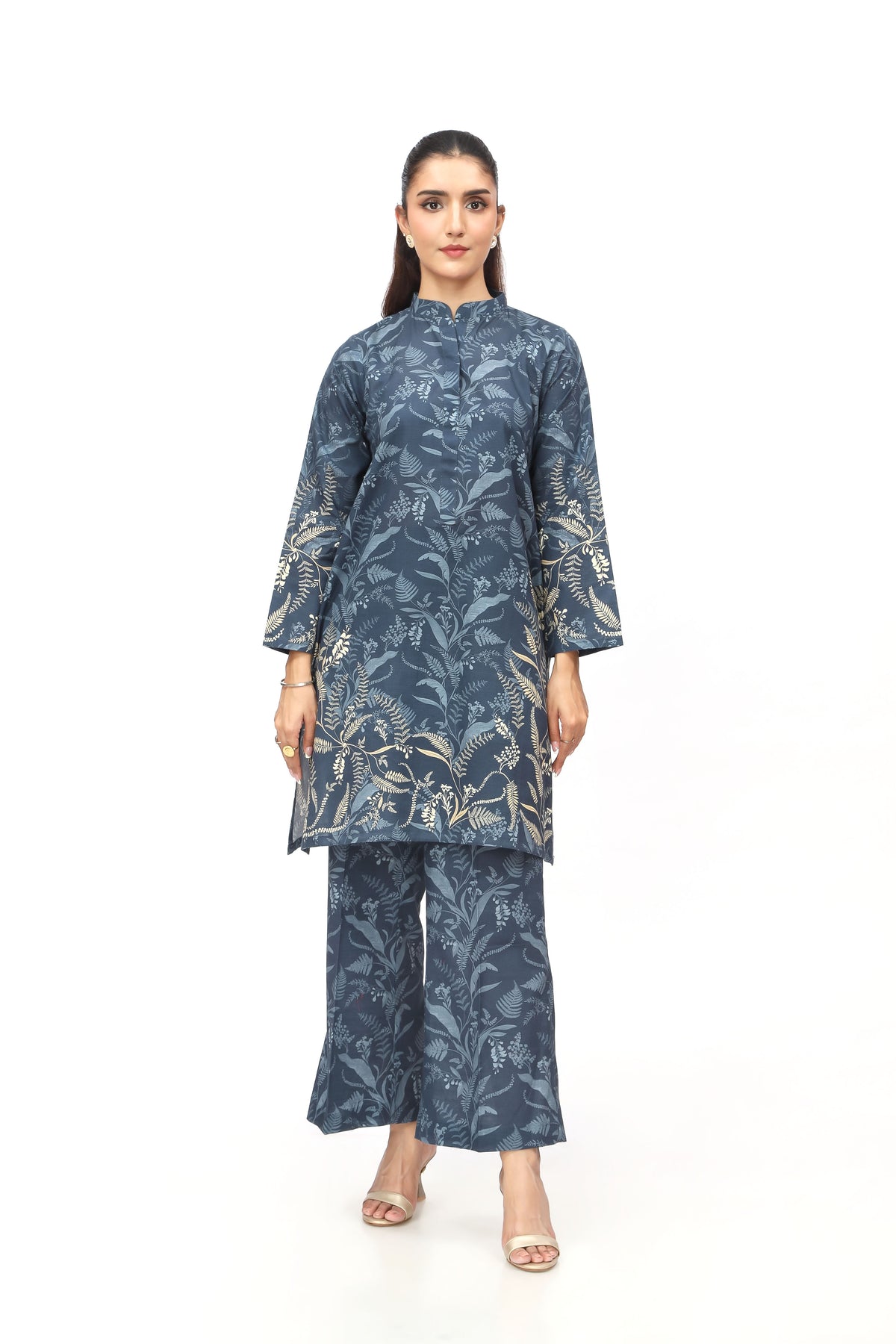 2 Piece Printed Slub Khadar Printed Suit  (AE0033)