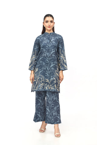 2 Piece Printed Slub Khadar Printed Suit  (AE0033)