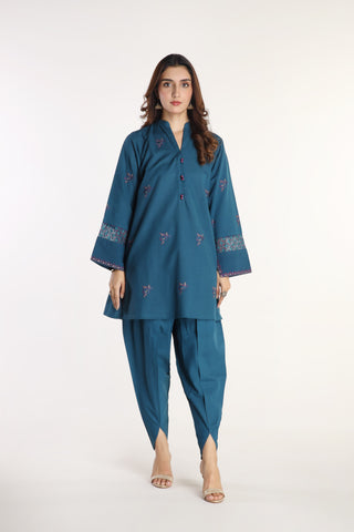 2 Piece Slub Khaddar Embroidered Suit (AE0050)
