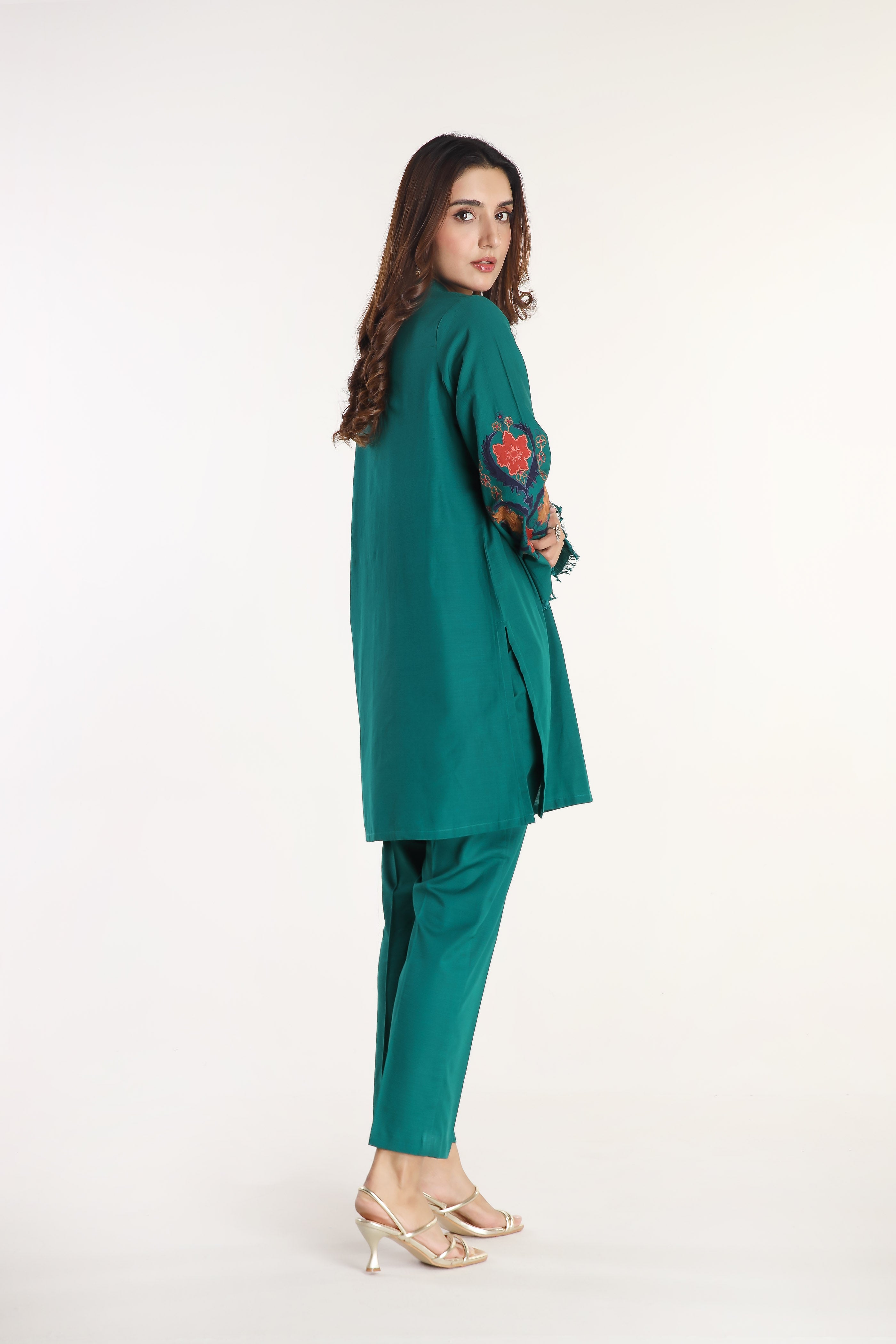 2 Piece Slub Khaddar Embroidered Suit  (AE0052)