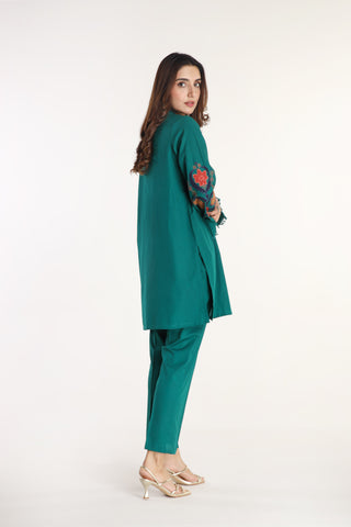 2 Piece Slub Khaddar Embroidered Suit  (AE0052)