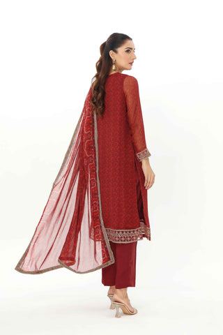 3 Piece Printedchiffon Embroidered Suit (AP0034)