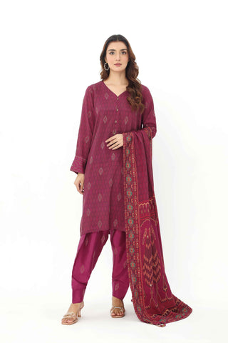 3 Piece Raw Printed Silk Suit (AS0466)