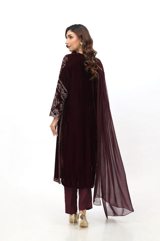 3 Piece Velvet Embroidered Suit (AV0001)