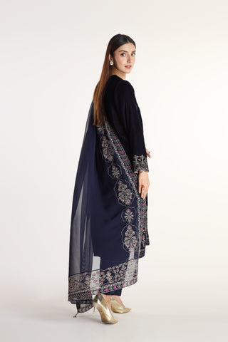 3 Piece Velvet Embroidered Suit (AV0011)
