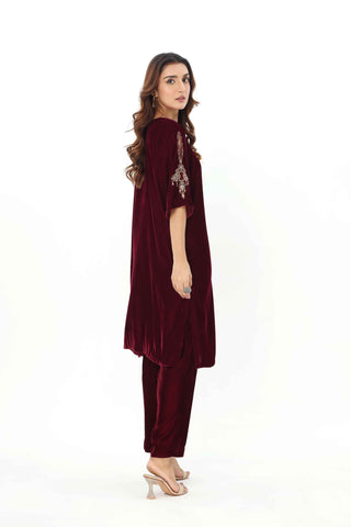 2 Piece Velvet Embroidered Suit (AV0025)