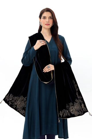 1 Piece Velvet Embroidered Stole (AV0031)